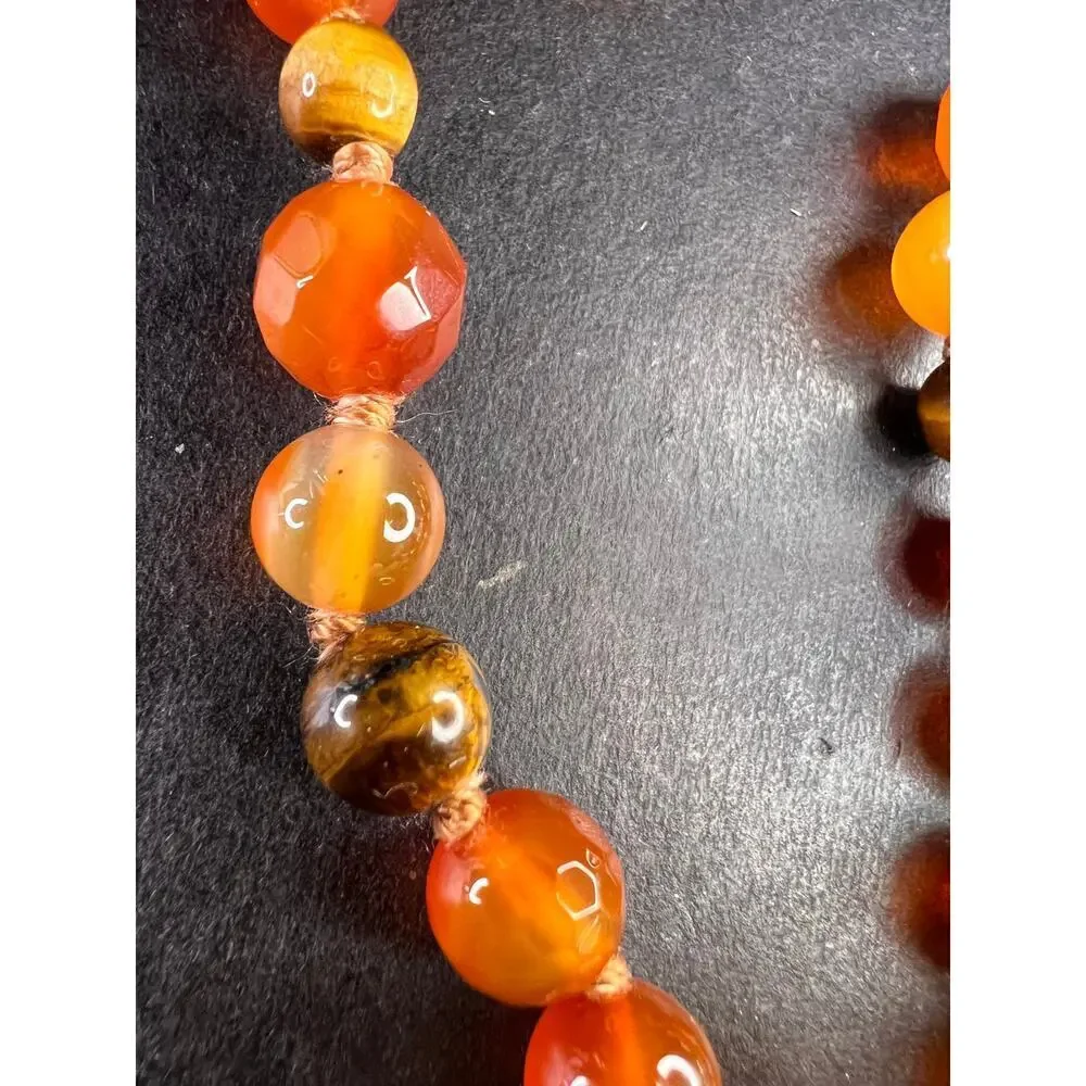 NEW carnelian multi stone sunface knotted necklace - Picture 15 of 16